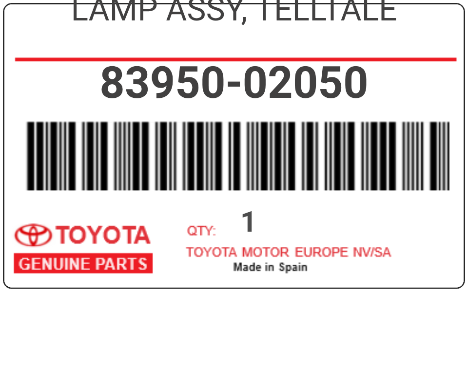 TOYOTA - 83950-02050 LAMP ASSY, TELLTALE