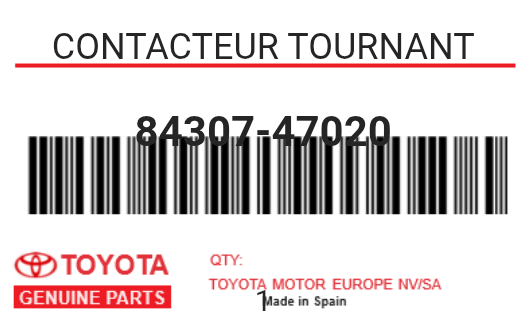 TOYOTA - 84307-47020 CONTACTEUR TOURNANT