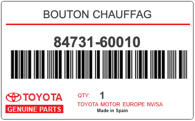 TOYOTA - 84731-60010 BOUTON CHAUFFAG