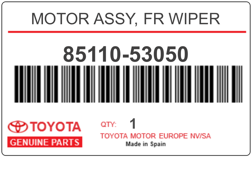 TOYOTA - 85110-53050 MOTOR ASSY, FR WIPER