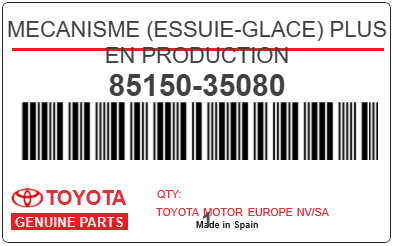 TOYOTA - 85150-35080 MECANISME (essuie-glace) PLUS EN PRODUCTION