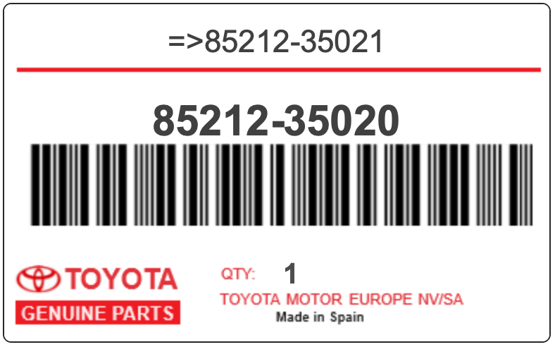 TOYOTA - 85212-35020 REFERENCE REMPLACEE PAR :