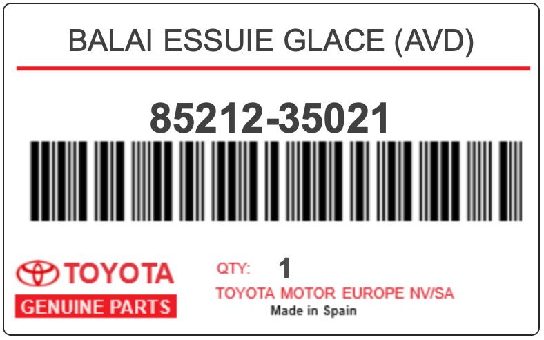 TOYOTA - 85212-35021 BALAI ESSUIE GLACE (avd)