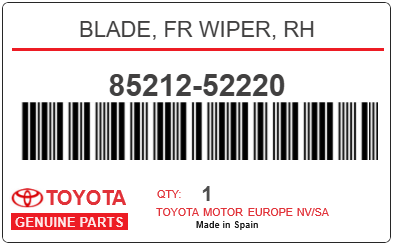 TOYOTA - 85212-52220 BLADE, FR WIPER, RH