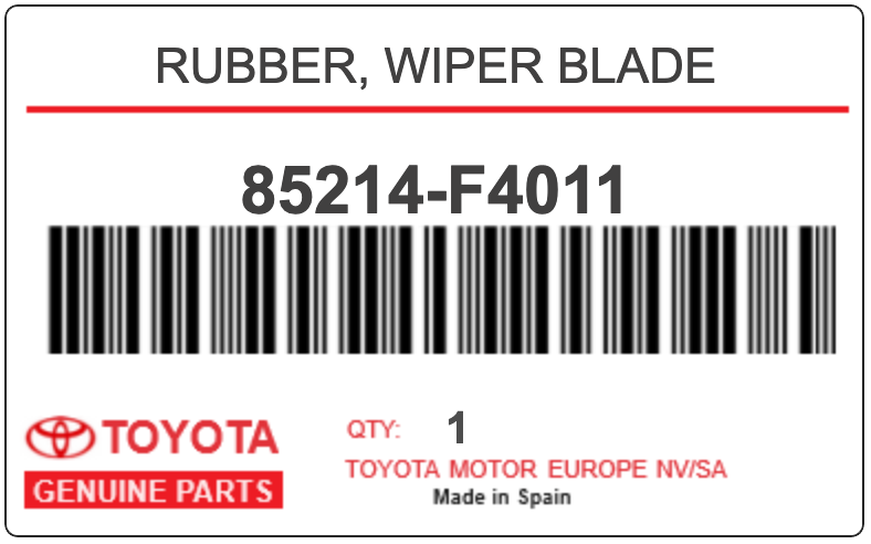 TOYOTA - 85214-F4011 RUBBER, WIPER BLADE