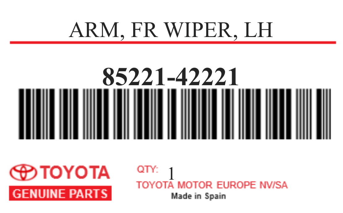 TOYOTA - 85221-42221 ARM, FR WIPER, LH