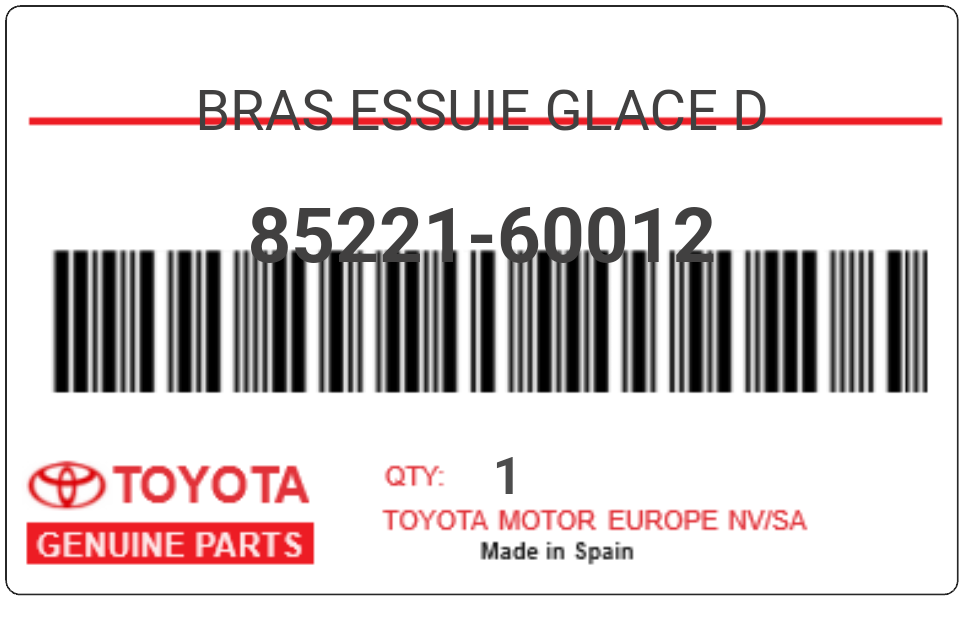 TOYOTA - 85221-60012 BRAS ESSUIE GLACE D