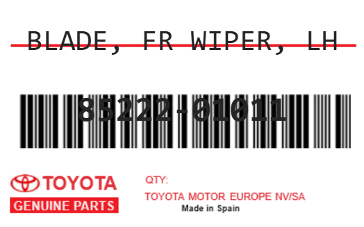 TOYOTA - 85222-01011 BLADE, FR WIPER, LH