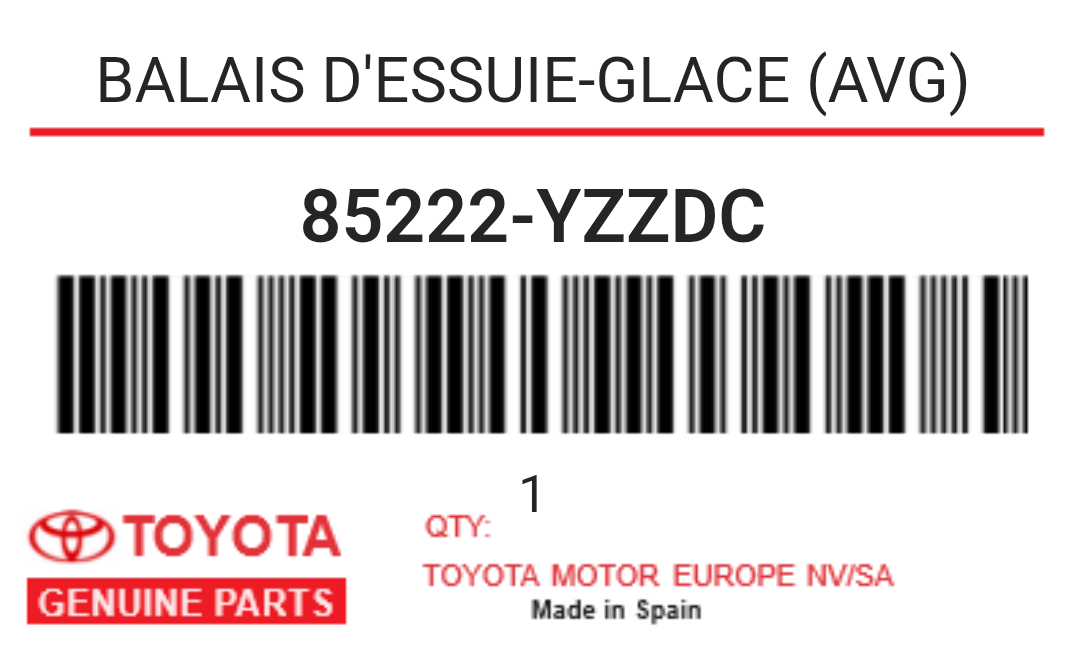 TOYOTA - 85222-YZZDC BALAIS D'ESSUIE-GLACE (avg)