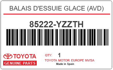 TOYOTA - 85222-YZZTH BALAIS D'ESSUIE GLACE (avd)