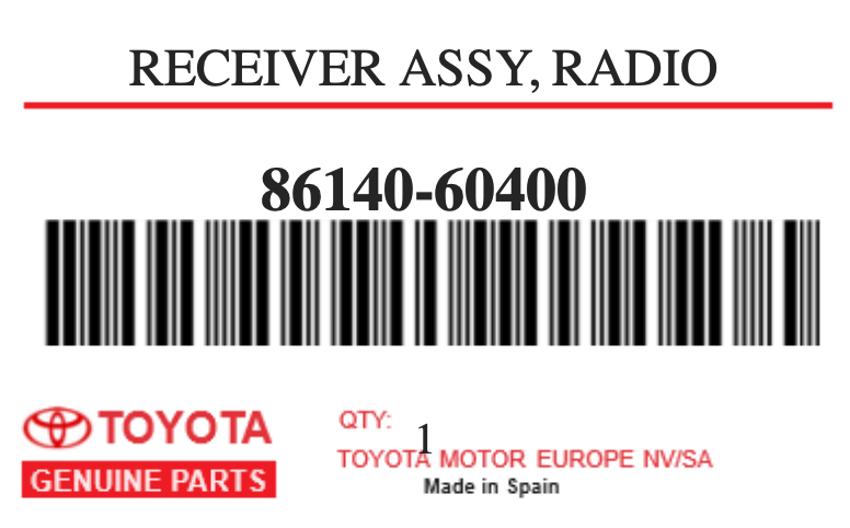 TOYOTA - 86140-60400 RECEIVER ASSY, RADIO