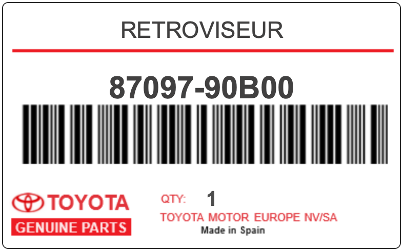 TOYOTA - 87097-90B00 RETROVISEUR