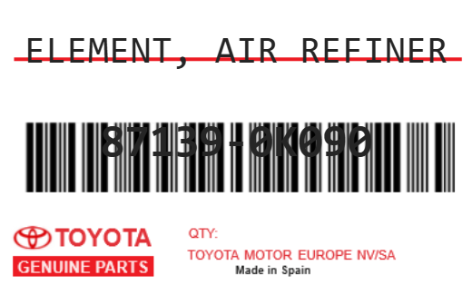 TOYOTA - 87139-0K090 ELEMENT, AIR REFINER