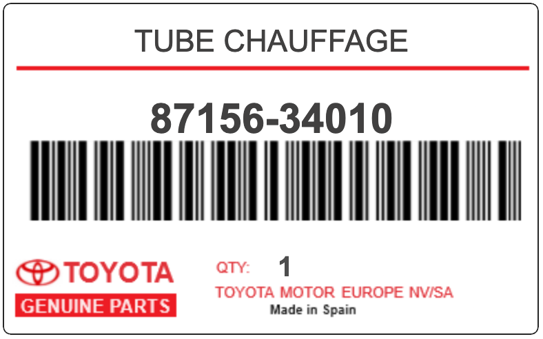 TOYOTA - 87156-34010 TUBE CHAUFFAGE