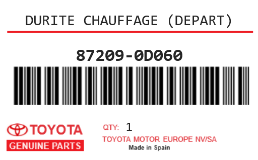 TOYOTA - 87209-0D060 DURITE CHAUFFAGE (Depart)