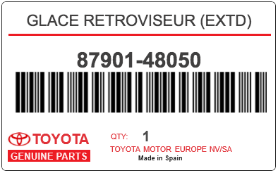 TOYOTA - 87901-48050 GLACE RETROVISEUR (extd)