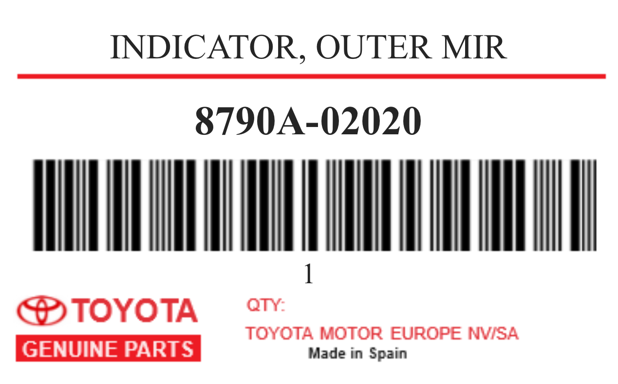 TOYOTA - 8790A-02020 INDICATOR, OUTER MIR