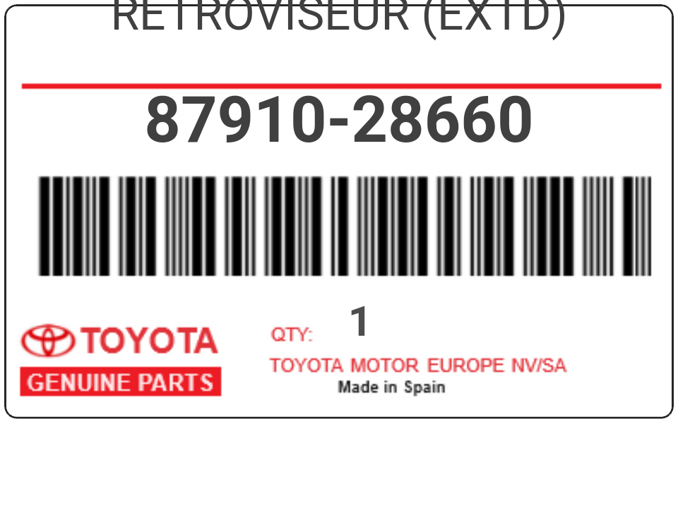 TOYOTA - 87910-28660 RETROVISEUR (extd)