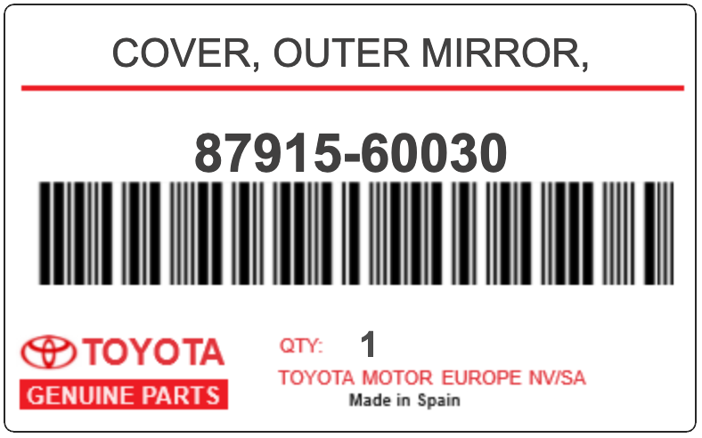 TOYOTA - 87915-60030 COVER, OUTER MIRROR,