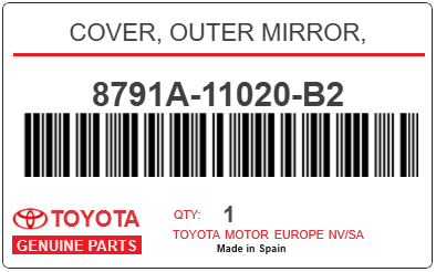 TOYOTA - 8791A-11020-B2 COVER, OUTER MIRROR,