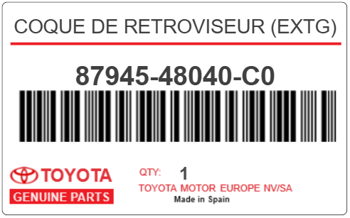 TOYOTA - 87945-48040-C0 COQUE DE RETROVISEUR (extg)