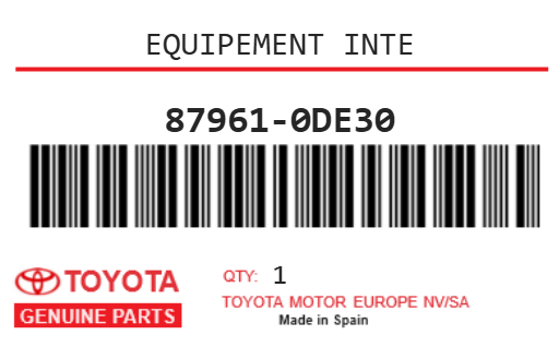 TOYOTA - 87961-0DE30 EQUIPEMENT INTE