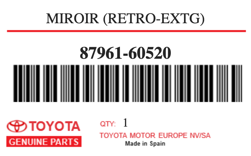 TOYOTA - 87961-60520 MIROIR (retro-extg)