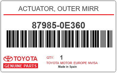 TOYOTA - 87985-0E360 ACTUATOR, OUTER MIRR
