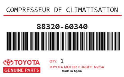 TOYOTA - 88320-60340 COMPRESSEUR DE CLIMATISATION