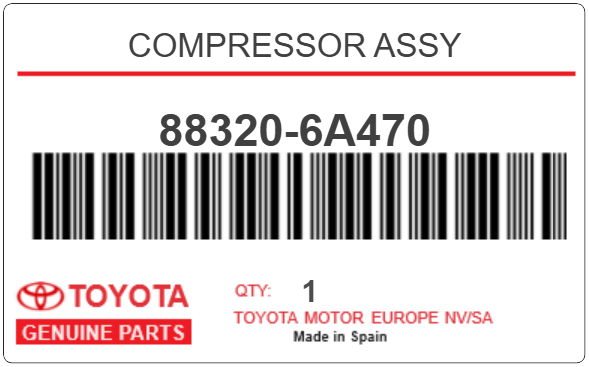 TOYOTA - 88320-6A470 COMPRESSOR ASSY