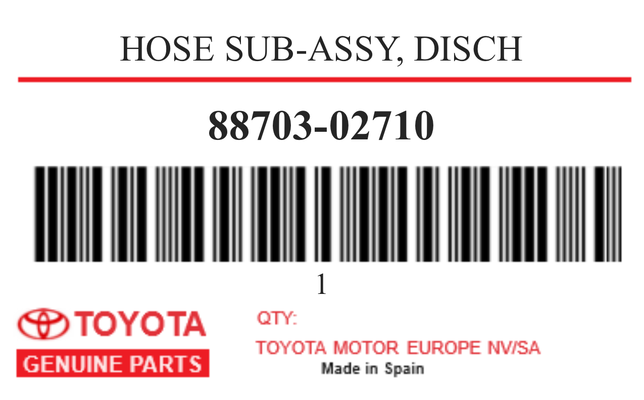 TOYOTA - 88703-02710 HOSE SUB-ASSY, DISCH