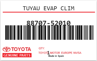 TOYOTA - 88707-52010 TUYAU EVAP CLIM