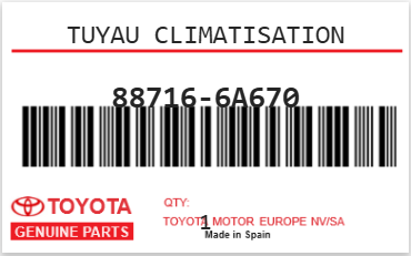 TOYOTA - 88716-6A670 TUYAU CLIMATISATION
