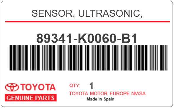 TOYOTA - 89341-K0060-B1 SENSOR, ULTRASONIC,
