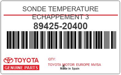 TOYOTA - 89425-20400 SONDE TEMPERATURE ECHAPPEMENT 3