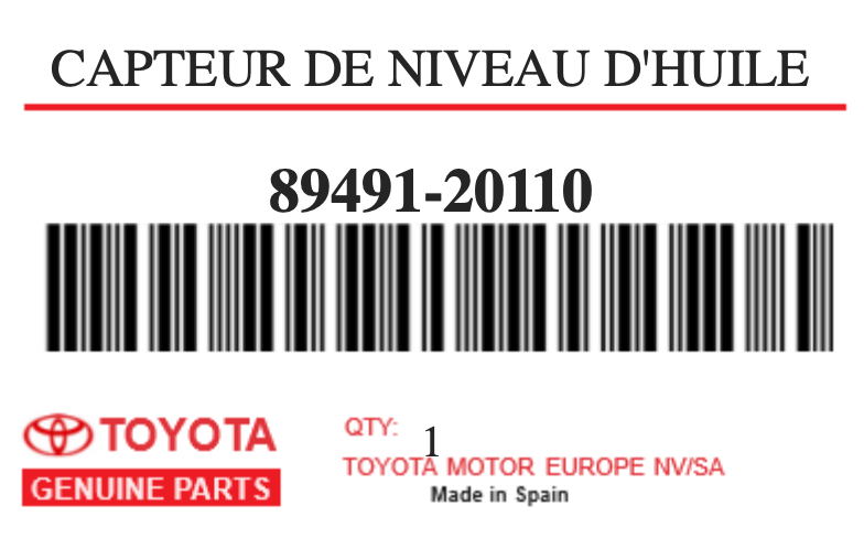 TOYOTA - 89491-20110 CAPTEUR DE NIVEAU D'HUILE