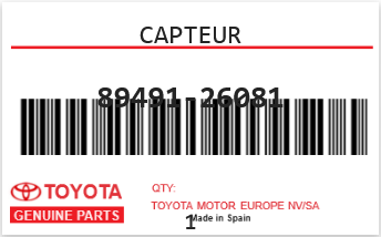TOYOTA - 89491-26081 CAPTEUR