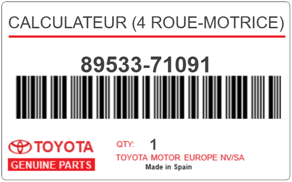 TOYOTA - 89533-71091 CALCULATEUR (4 roue-motrice)