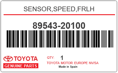 TOYOTA - 89543-20100 SENSOR,SPEED,FRLH
