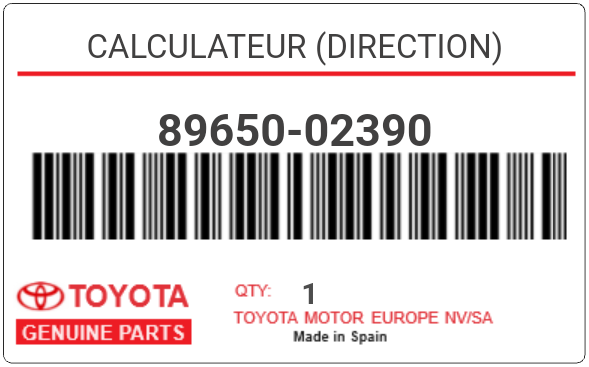 TOYOTA - 89650-02390 CALCULATEUR (direction)