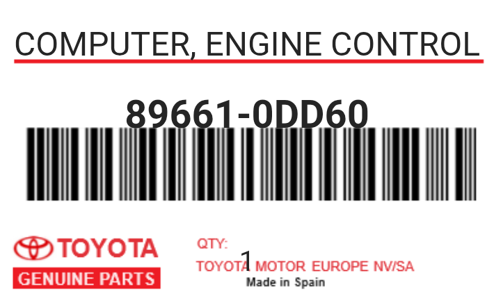 TOYOTA - 89661-0DD60 COMPUTER, ENGINE CONTROL
