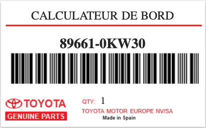TOYOTA - 89661-0KW30 CALCULATEUR DE BORD