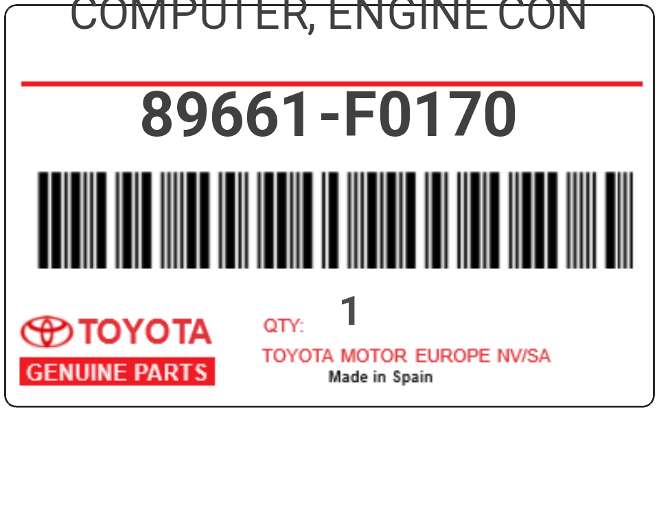 TOYOTA - 89661-F0170 COMPUTER, ENGINE CON