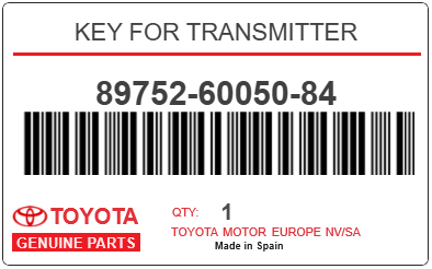 TOYOTA - 89752-60050-84 KEY FOR TRANSMITTER