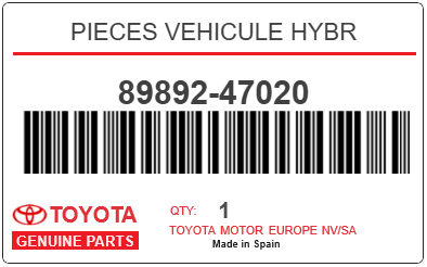 TOYOTA - 89892-47020 PIECES VEHICULE HYBR