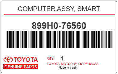 TOYOTA - 899H0-76560 COMPUTER ASSY, SMART