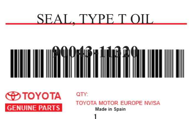 TOYOTA - 90043-11320 SEAL, TYPE T OIL