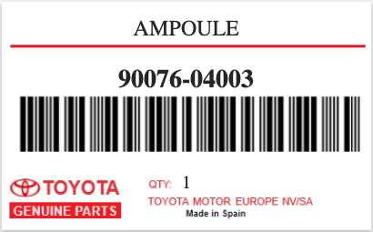 TOYOTA - 90076-04003 AMPOULE