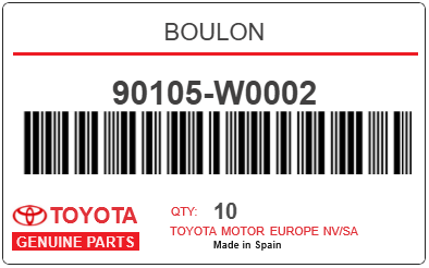 TOYOTA - 90105-W0002 BOULON