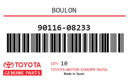 TOYOTA - 90116-08233 BOULON